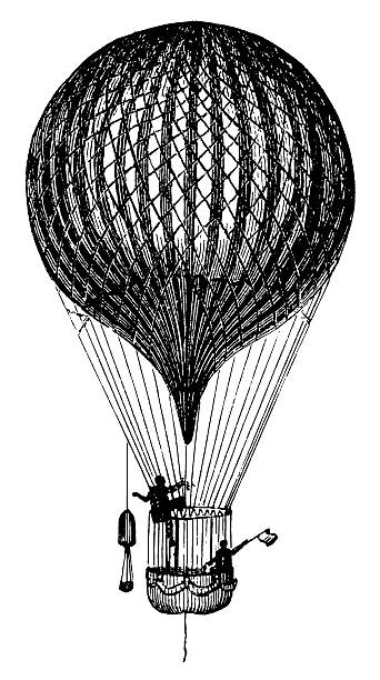 Early hot air balloon | Antique Scientific Illustrations "19th-century engraving of an early hot air balloon (isolated on white). Published in Systematischer Bilder-Atlas zum Conversations-Lexikon, Ikonographische Encyklopaedie der Wissenschaften und Kuenste (Brockhaus, Leipzig) in 1844.CLICK ON THE IMAGES BELOW FOR MANY SIMILAR IMAGES:" engraved image photos stock illustrations