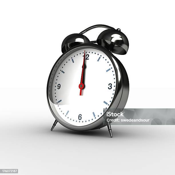 Time Concept Noon Midnight Stock Photo - Download Image Now - Alarm Clock, Chrome, Clock