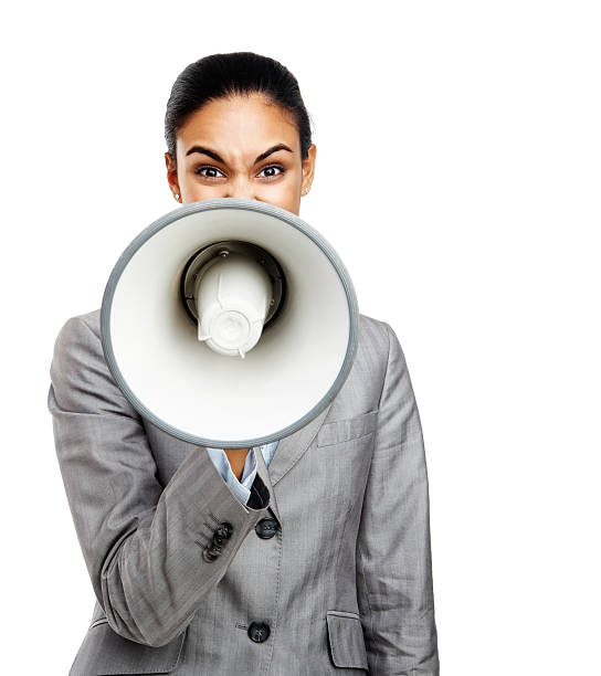 istock Businesswoman shouting in a megaphone 176072615