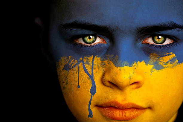 Ukrainian boy with Ukraine Flag