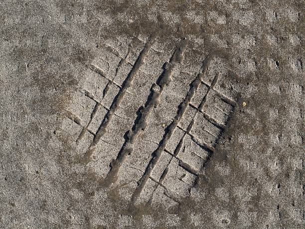 Tractor tracks in the earth on the dirt road