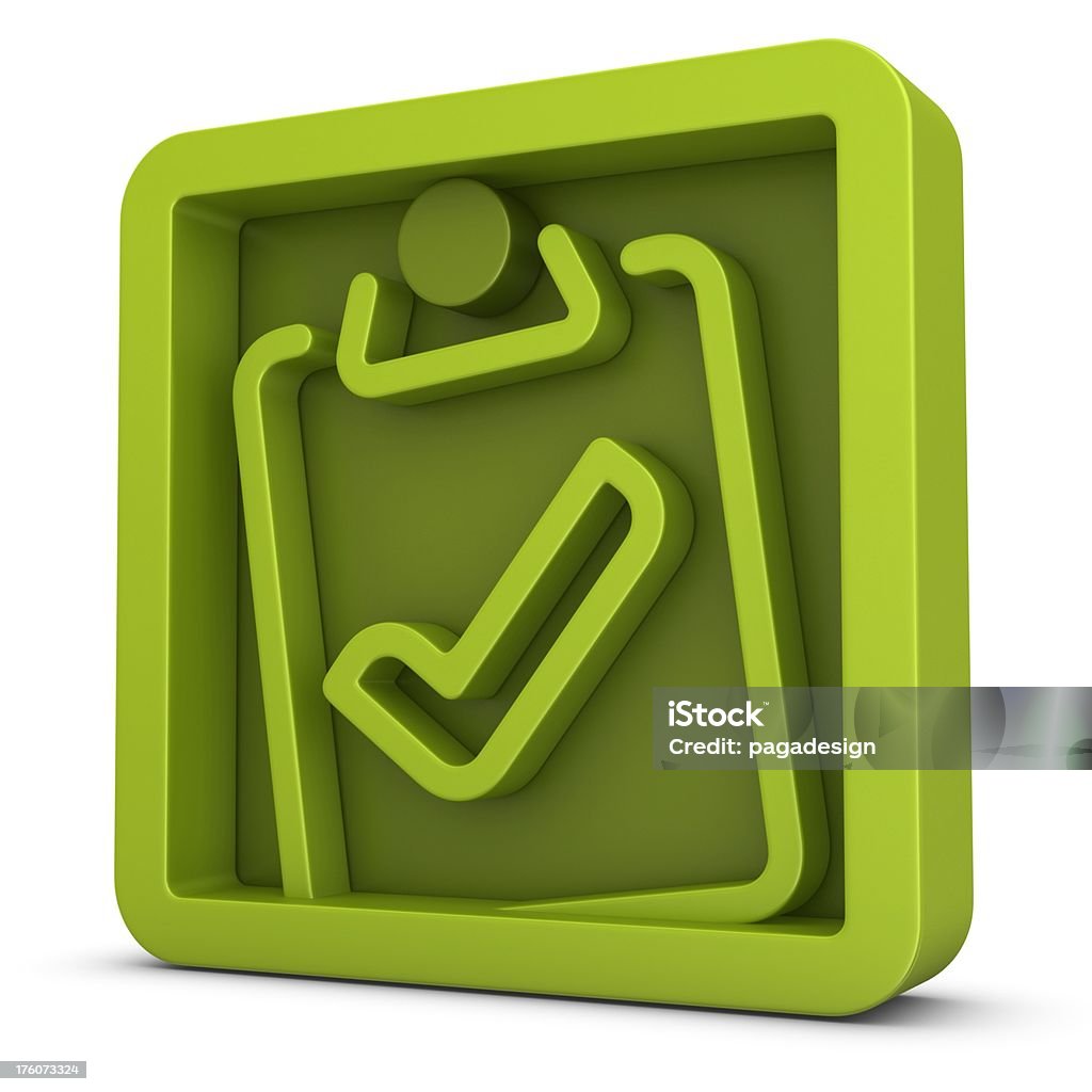 Appunti con segno di spunta verde sull'icona - Foto stock royalty-free di Autorizzazione