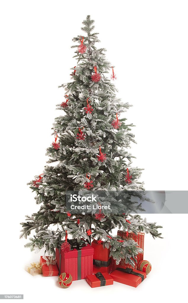 Isolado árvore de Natal com presentes - Foto de stock de Bola de Árvore de Natal royalty-free