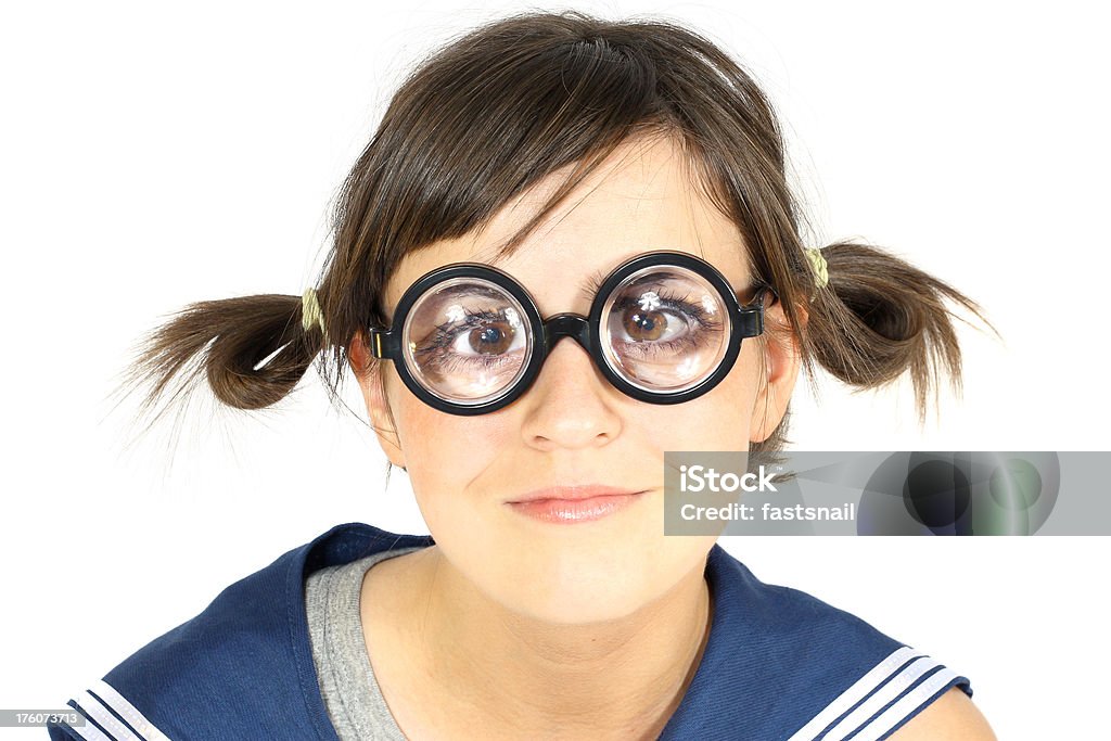 Lol een kopje milieu Funny Girl In Thick Lens Glasses Stock Photo - Download Image Now -  Eyeglasses, Thick, Lens - Eye - iStock