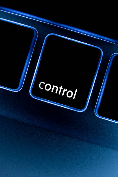 компьютер ноутбук клавиатура "контроль". - back lit computer keyboard keypad blue стоковые фото и изображения