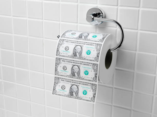 dólar americano rollo para lavabo - money doesnt grow on trees money tree wealth paper currency fotografías e imágenes de stock