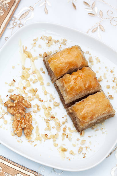 istock Baklava with chopped walnuts - Turkish dessert 176074998