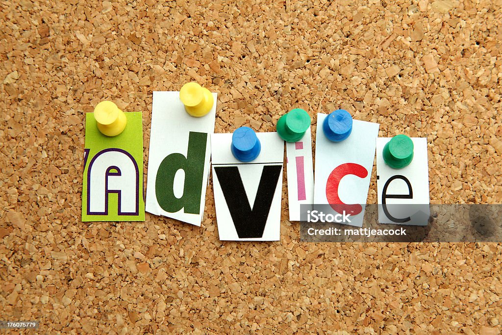 Advice Advise pinned on noticeboard Abstract Stock Photo