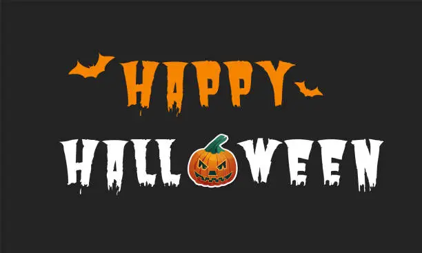 Vector illustration of Happy Halloween horror text design