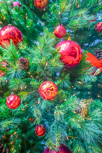 Christmas Tree. Full frame close up background.