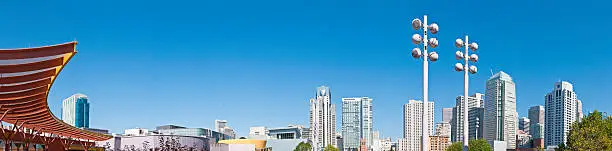 Photo of San Francisco downtown skyscrapers Moscone Center Yerba Buena Gardens panorama