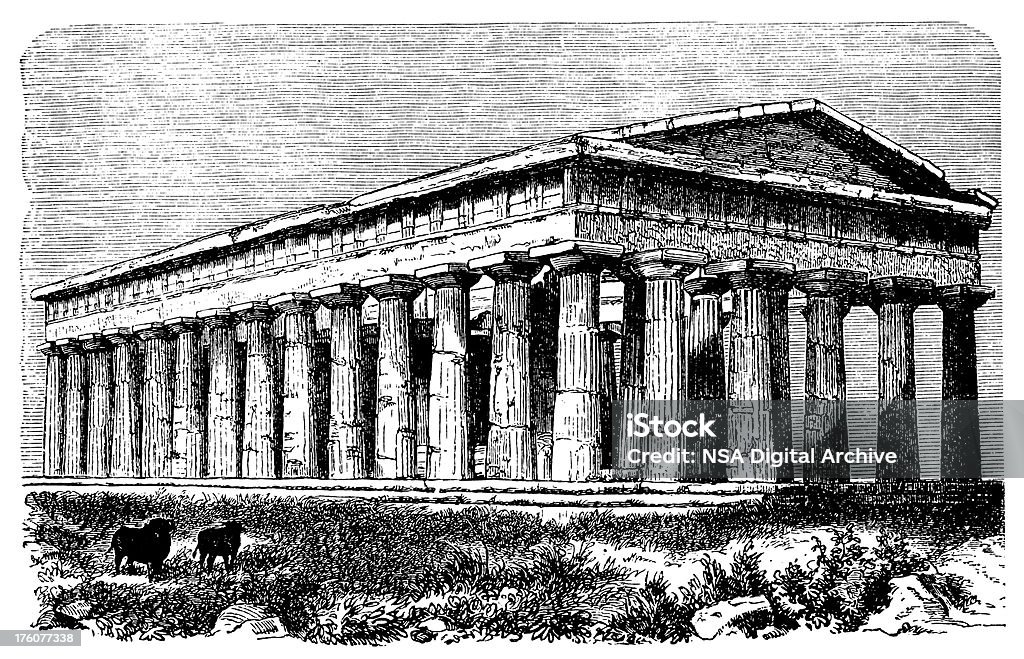 Temple of 해왕성/앤틱형 아키텍처 일러스트 - 로열티 프리 고대 그리스 양식 스톡 일러스트