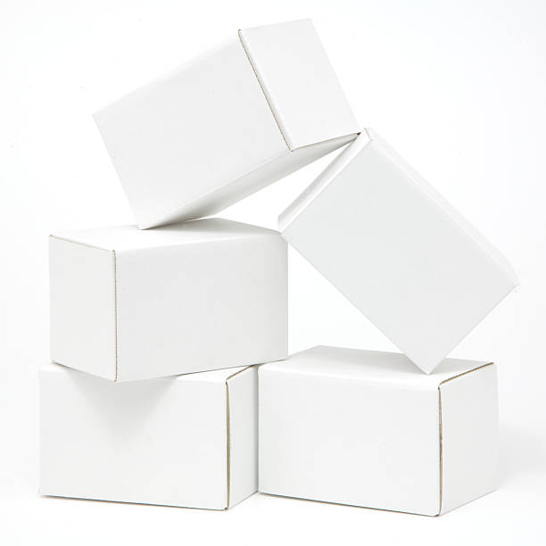 istock Pile of five blank white carton ready for labels 176077896