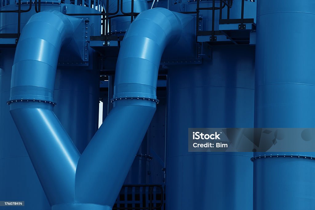 Blue Industrial tubos - Foto de stock de Óleo royalty-free