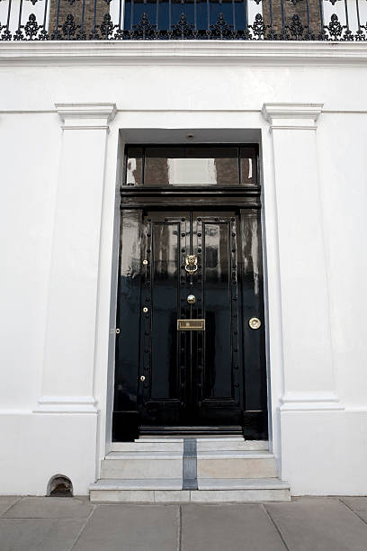 istock Black High-Gloss Front Door, Knightsbridge, London 176079008