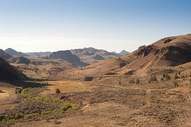 Scenic vista of land near Fossil Oregon stock photo