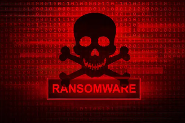 Vector illustration of Jolly Roger - red screen ransomware attack