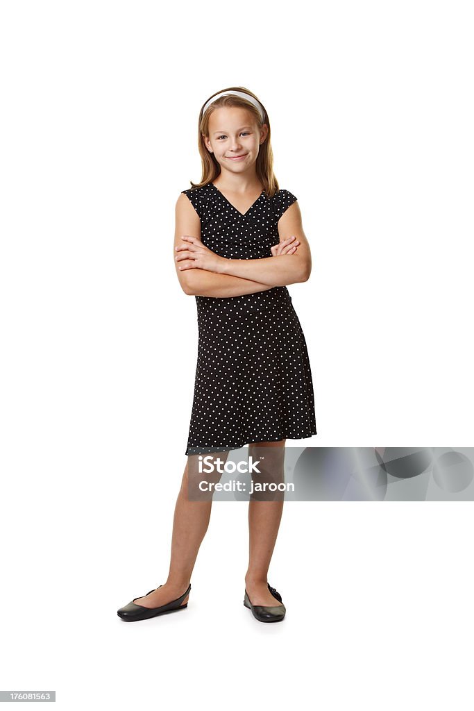 Diez años chica en vestido negro - Foto de stock de Recortable libre de derechos