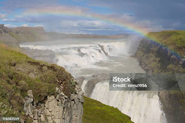 Cataratas De Gullfoss Com Arcoíris - Fotografias de stock e mais imagens de Ao Ar Livre - Ao Ar Livre, Arco-Íris, Beleza natural