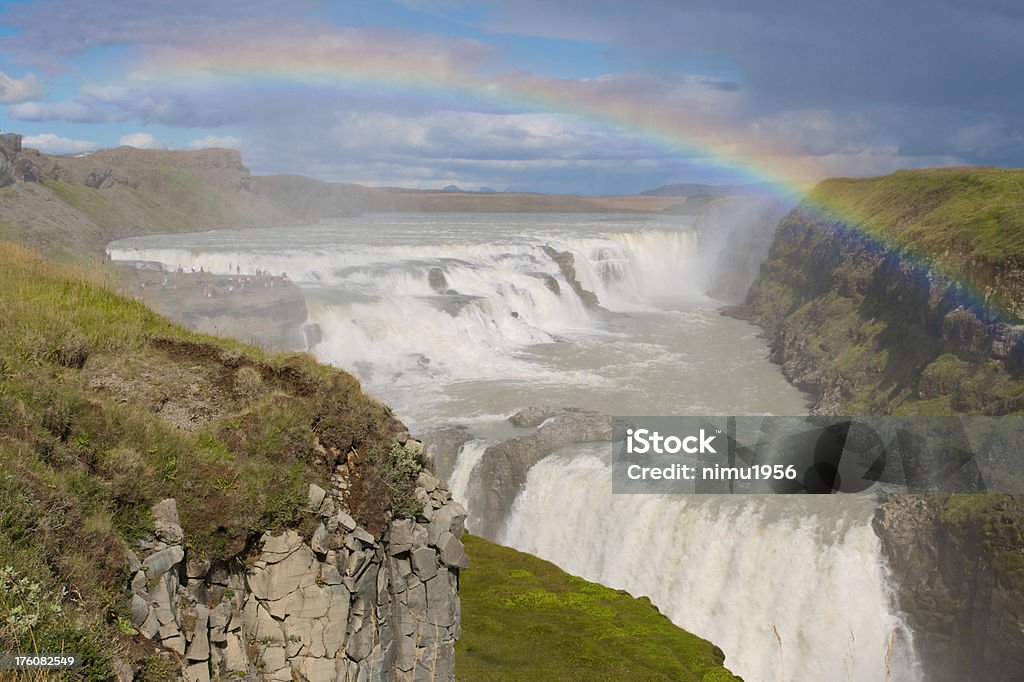 Водопад Галфосс с rainbow - Стоковые фото Большой роялти-фри