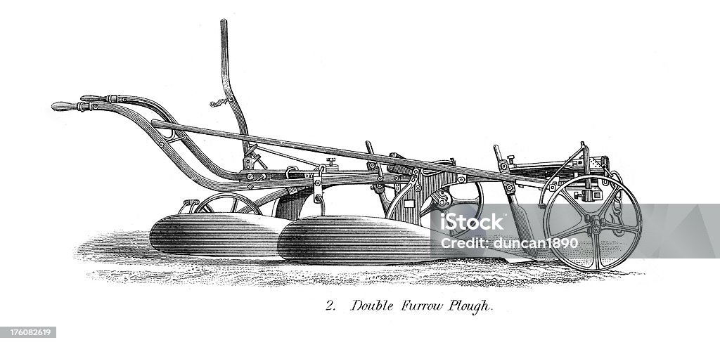 Logoprägung des alten ploughs-Landwirtschaftliche Maschine - Lizenzfrei 18. Jahrhundert Stock-Illustration