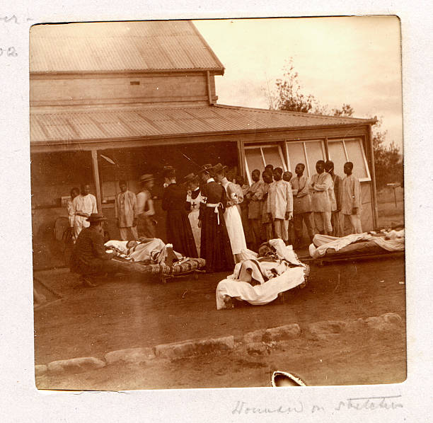 zraněné jednotky - boer war 19th century vintage fotografie - nemocnice fotky - stock snímky, obrázky a fotky