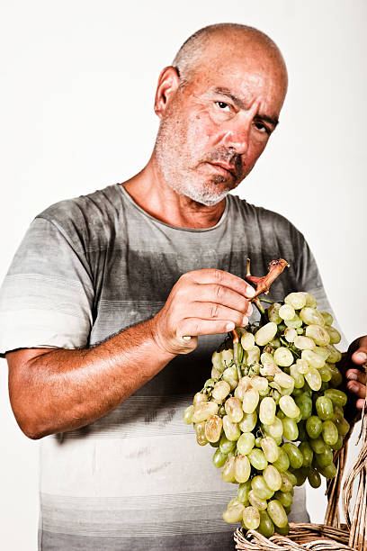 istock Man holding a bunch of grapes 176082977