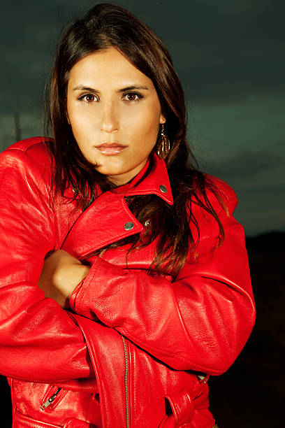 istock Young Woman in Red Leather Jacket 176083851