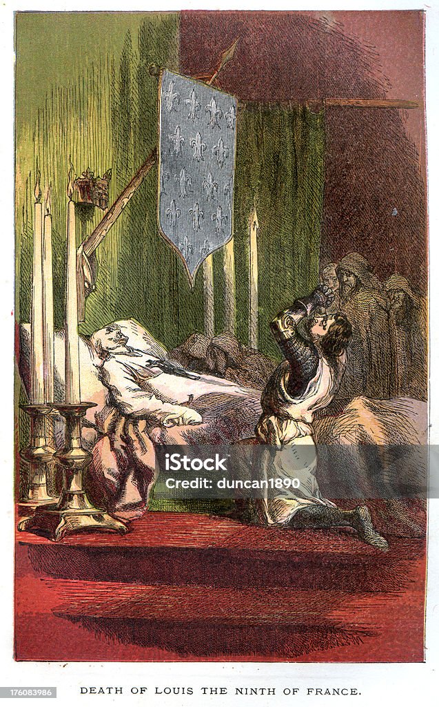 Decesso o f Re Luigi IX di Francia - Illustrazione stock royalty-free di Letto