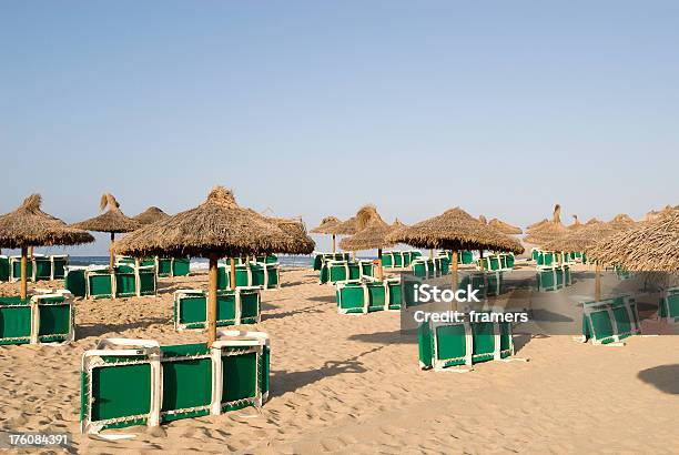 Sunchairs On The Beach Stock Photo - Download Image Now - Backgrounds, Beach, Celebration Event