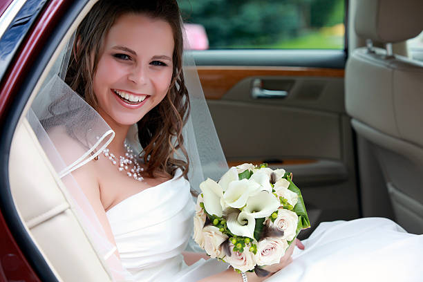 istock Happy Bride smiling inside the limousine 176084545