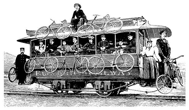 Early passenger car | Antique Transportation Illustrations 19th-century engraving of an early passenger car (isolated on white).CLICK ON THE LINKS BELOW TO SEE SIMILAR IMAGES: railroad car photos stock illustrations