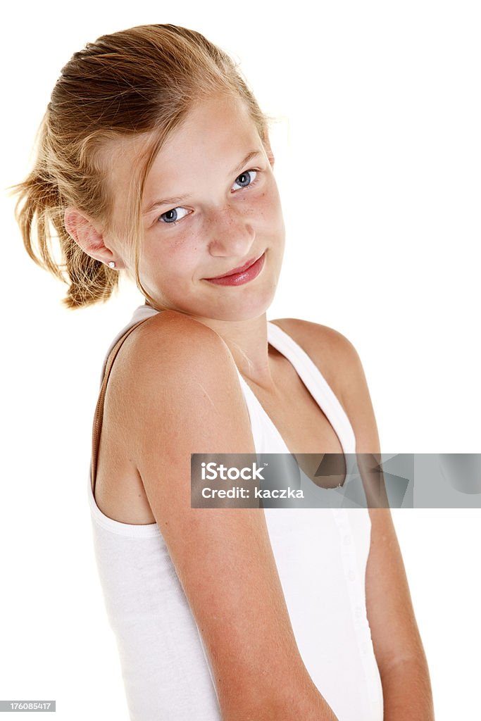 Junges Mädchen, isoliert auf weiss - Lizenzfrei Blick in die Kamera Stock-Foto