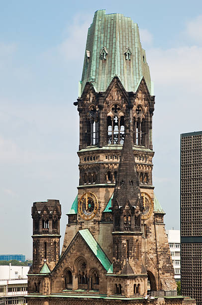 Memorial Church in Berlin "Kaiser Wilhelm Memorial Church destroyed in the 2nd WW. Berlin, Germany." kaiser wilhelm memorial church stock pictures, royalty-free photos & images