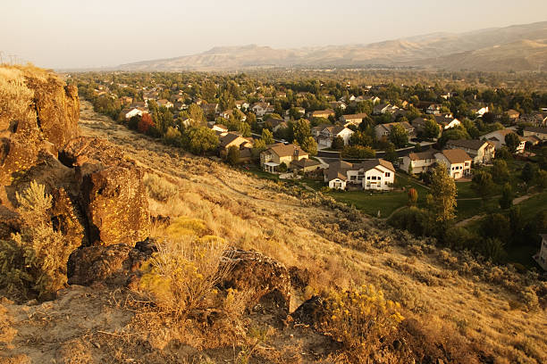 Boise Boise homes along the Boise foothills on an early morning lightPlease see my Autumn Landscape lightbox for more Autumn Landscape image options: foothills photos stock pictures, royalty-free photos & images