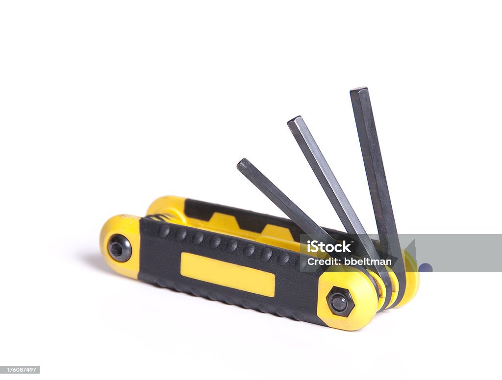 allen wrench "yellow allen wrench, partially opened up" Cut Out Stock Photo