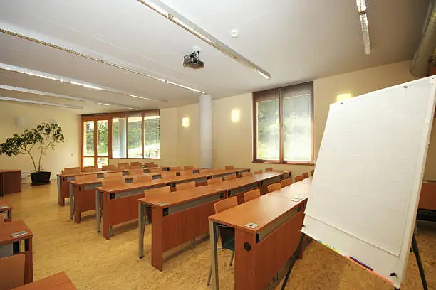 Classroom with paper board