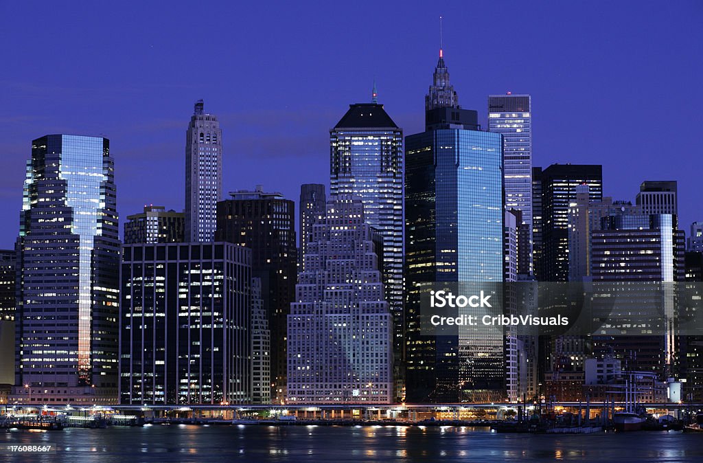 Lower Manhattan ao amanhecer - Foto de stock de Baixo Manhattan royalty-free