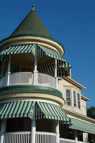 istock Striped Awnings Turret Balcony 176088724