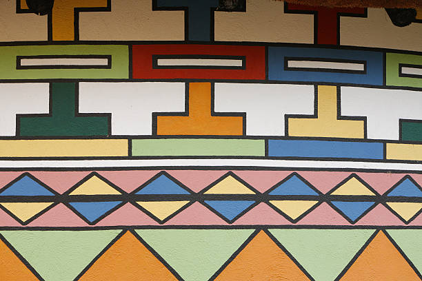 Ndebele tribal hut South Africa stock photo
