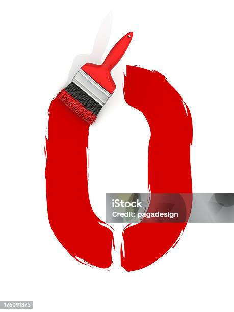 Roter Malerei Nummer 0 Stockfoto und mehr Bilder von Pinsel - Pinsel, Digital generiert, Dreidimensional