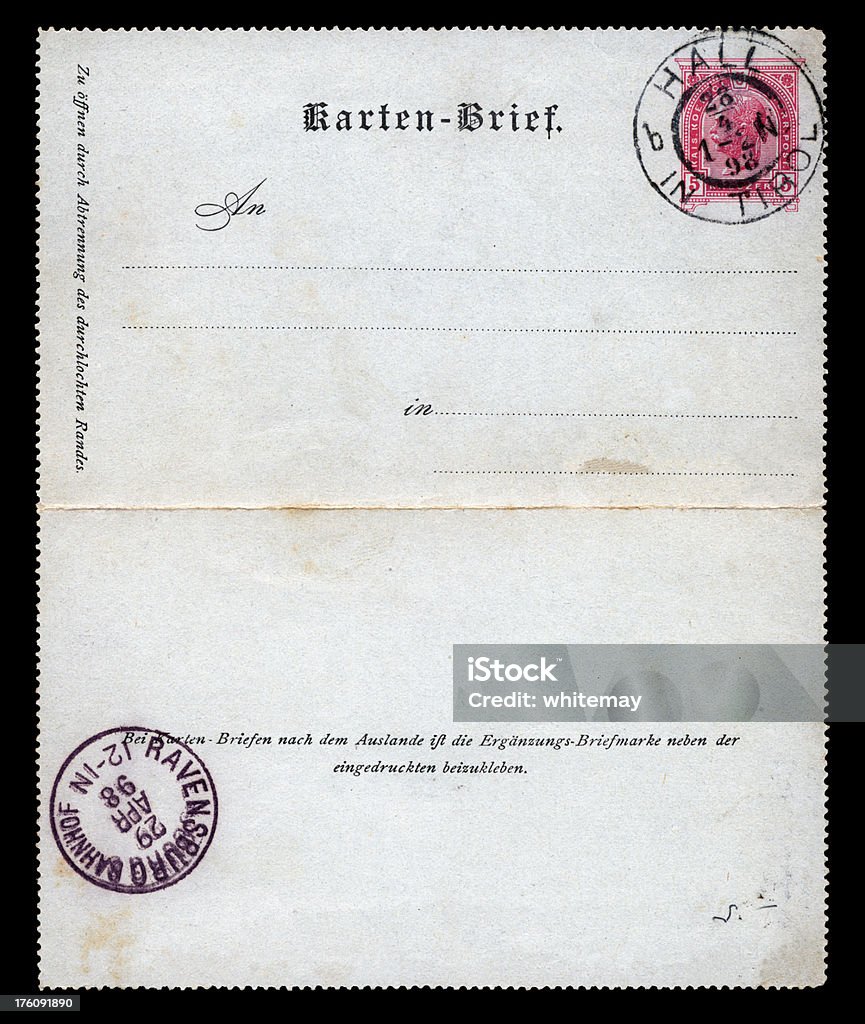 Österreichische Buchstabe Karte von 1898 - Lizenzfrei 1890-1899 Stock-Foto