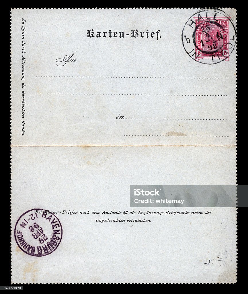 Австрийский письмо Открытка с 1898 года - Стоковые фото 1890-1899 роялти-фри