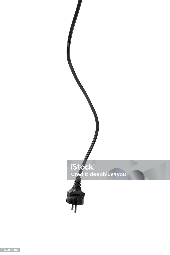 Вешать на черный Шнур электропитания аппарата Изолирован на белом - Стоковые фото Кабель роялти-фри