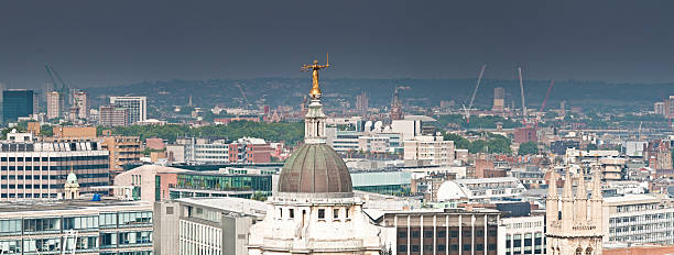 London, United Kingdom - August 10, 2022: Close-up view of St Paul's Cathedral dome and towers against a clear blue sky