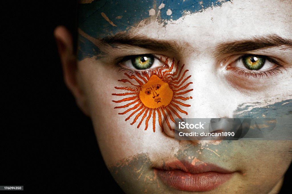 아르헨티나 남자아이, 아르헨티나 플래깅 - 로열티 프리 14-15 살 스톡 사진