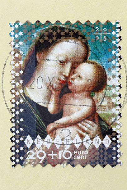 istock Mother Mary on Dutch stamp 176095010
