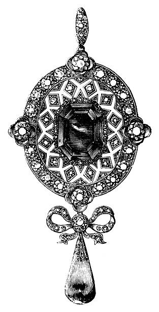 locket - brooch old fashioned jewelry rococo style点のイラスト素材／クリップアート素材／マンガ素材／アイコン素材