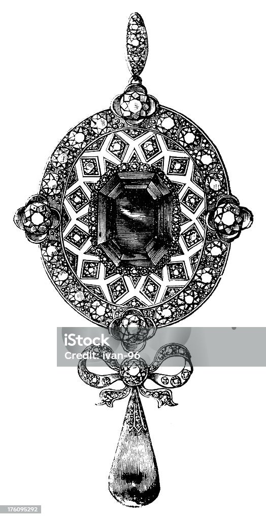 locket Engraved fine jewelry locketOld 19th century engraving Victorian Style stock illustration