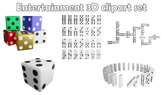 Board game clipart element ,3D render entertainment concept isolated on white background icon set No.2